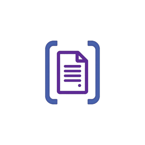 Icon of a document with a blue border on a white background