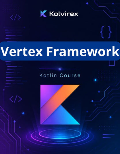Kolvirex Vertex Framework Kotlin Course cover with framework logo and text on a dark background
